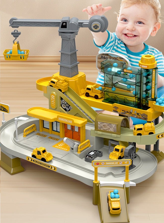Engineering rail car Electric track engineering toys Rail gliding car toys Mine construction truck toys Parking Lot Toy Set Multi-functional children's educational toy  - Image 1
