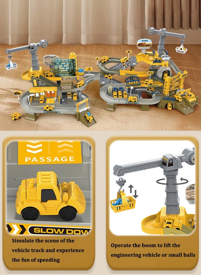 Engineering rail car Electric track engineering toys Rail gliding car toys Mine construction truck toys Parking Lot Toy Set Multi-functional children's educational toy  - Image 3