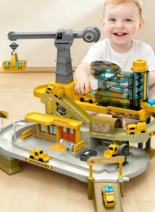 Electric track train, track engineering vehicle toy, gliding track car toy, mining engineering truck toy, parking lot toy, educational toy - Image 1