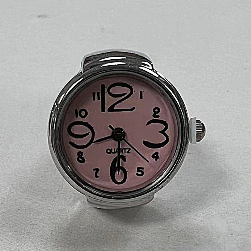 Generic Silver Floral Ring Watch Stylish Personalized Pink 