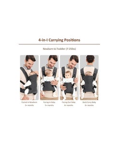 Generic Baby Sling Carrier, All Positions Front and Back Toddler Carriers, 4-in-1 Ergonomic Baby Backpack Carrier, Easily Adjustable Baby Carrier Newborn to Toddler 7-44 Lbs  - Image 4