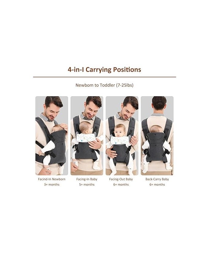 Generic Baby Sling Carrier, All Positions Front and Back Toddler Carriers, 4-in-1 Ergonomic Baby Backpack Carrier, Easily Adjustable Baby Carrier Newborn to Toddler 7-44 Lbs - Image 4