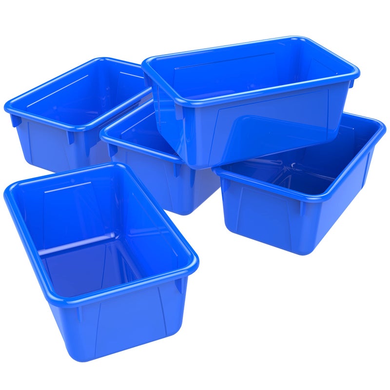 Storex Small Cubby Bins – Plastic Storage Containers for Classroom, 12.2 x 7.8 x 5.1 inches, Class Blue, 5-Pack (62416A05C) - Image 1