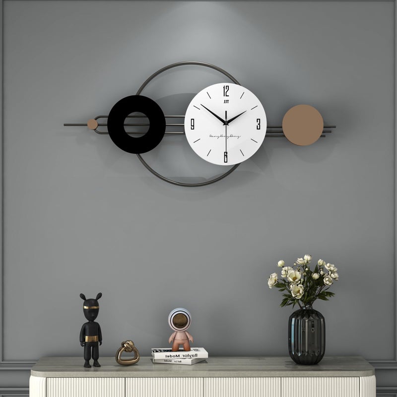 JUJUDA Decorative Wall Clocks for Living Room Decor Large Modern Metal Wall Clocks Battery Operated for Bedroom Kitchen Office Home 31 Inch Big Silent Black Clock Wall Decor Non Ticking for Indoor