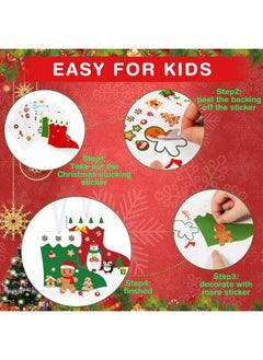 Containlol 48 Pcs Christmas Craft Kits for Kids Christmas Stockings Christmas Tree Stockings Ornaments Kit Make Your Own Christmas Craft DIY Stockings Cutouts for Holiday Farmhouse Decor Handcraft Supplies  - Image 2