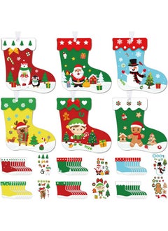 Containlol 48 Pcs Christmas Craft Kits for Kids Christmas Stockings Christmas Tree Stockings Ornaments Kit Make Your Own Christmas Craft DIY Stockings Cutouts for Holiday Farmhouse Decor Handcraft Supplies  - Image 1