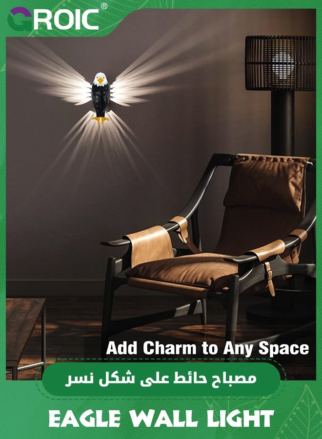 GROIC Bald Eagle Wall Light, Eagle Night Light with Remote Control, Magnetic Wall Mounted Eagle Lamp for Bedroom, Living Room,Removable Charging Eagle Light - Image 3