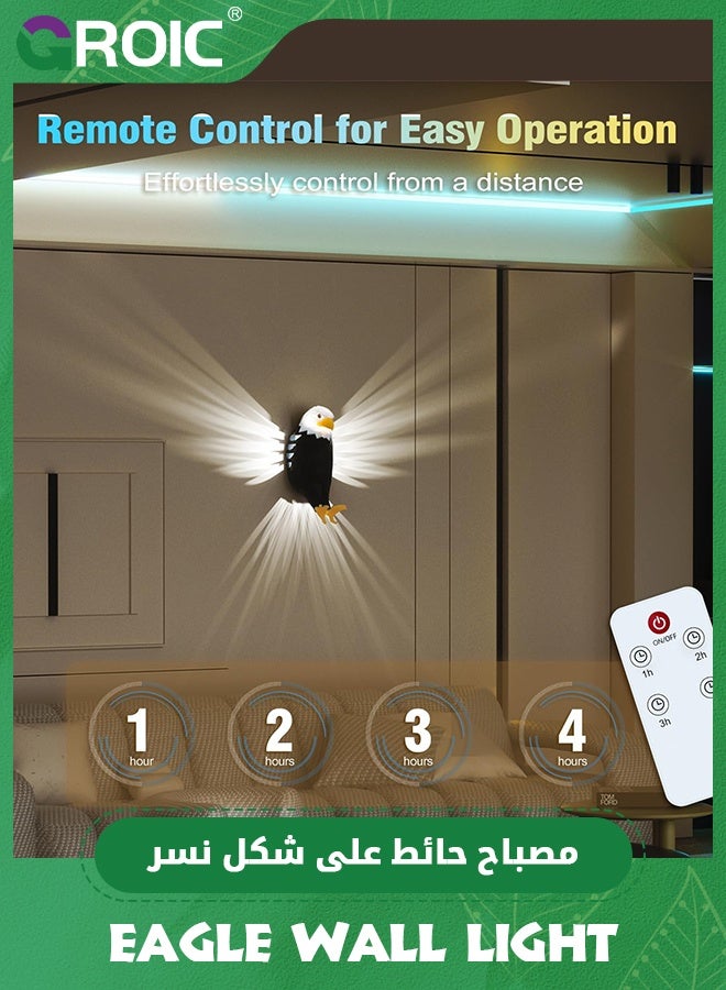 GROIC Bald Eagle Wall Light, Eagle Night Light with Remote Control, Magnetic Wall Mounted Eagle Lamp for Bedroom, Living Room,Removable Charging Eagle Light - Image 4