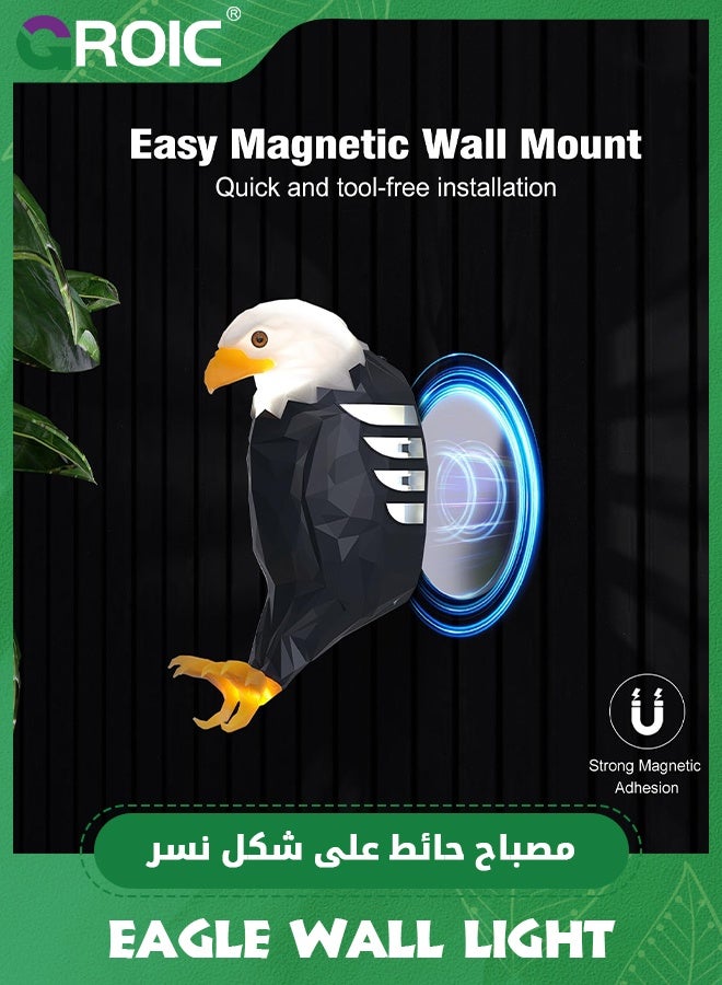 GROIC Bald Eagle Wall Light, Eagle Night Light with Remote Control, Magnetic Wall Mounted Eagle Lamp for Bedroom, Living Room,Removable Charging Eagle Light - Image 5