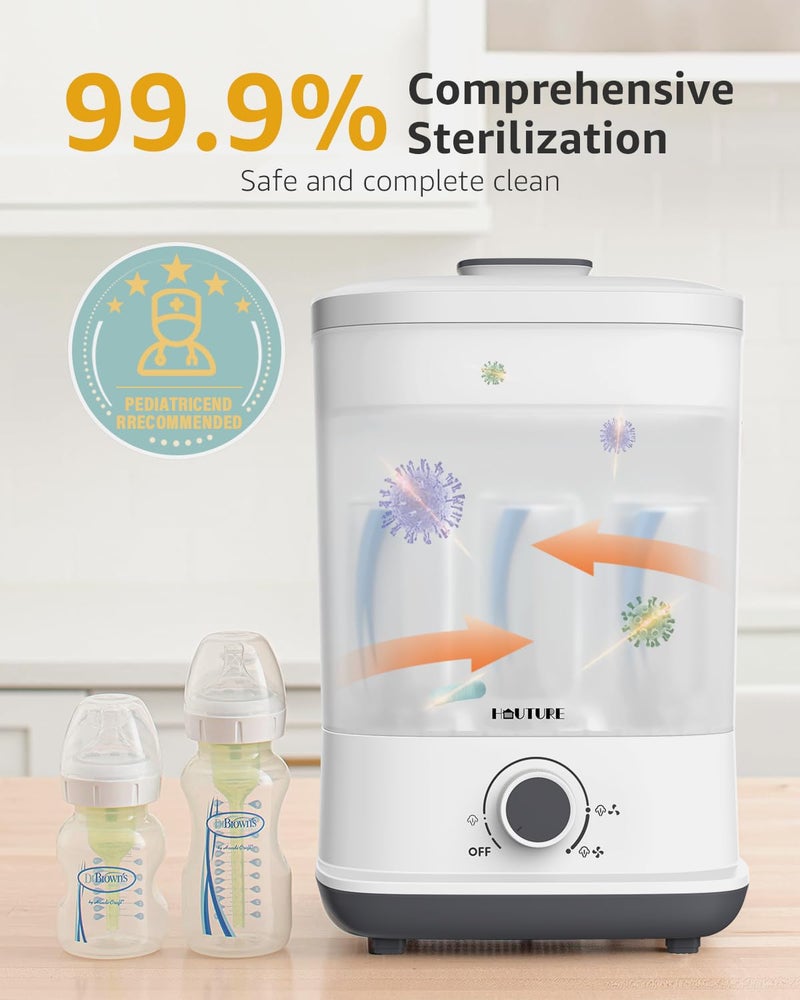 HAUTURE Bottle Sterilizer and Dryer, Esterilizador De Biberones, One-Dial Control Steam Baby Bottle Sterilizer for Baby Stuffs, Bottles & Breast Pump Accessories - Image 1