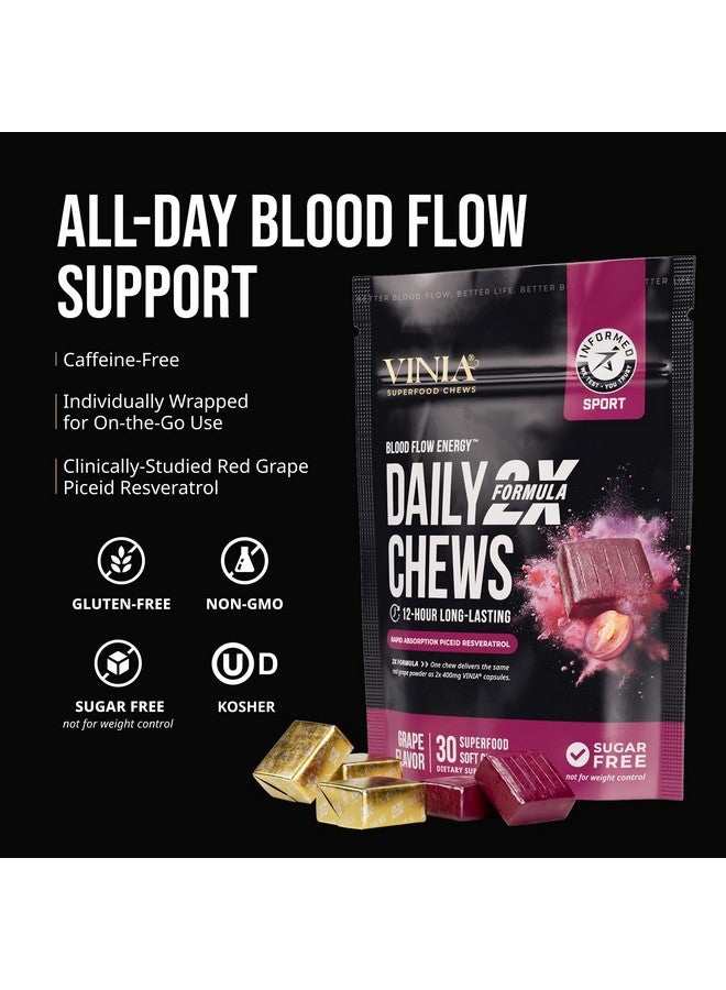 VINIA Superfood Daily Chews 2X Formula - Red Grape Chews Made with Real Piceid Resveratrol for Heart Health, Nitric Oxide, Physical Energy, Alertness, Blood Flow, Kosher, Non-GMO - 30 Ct - Image 5