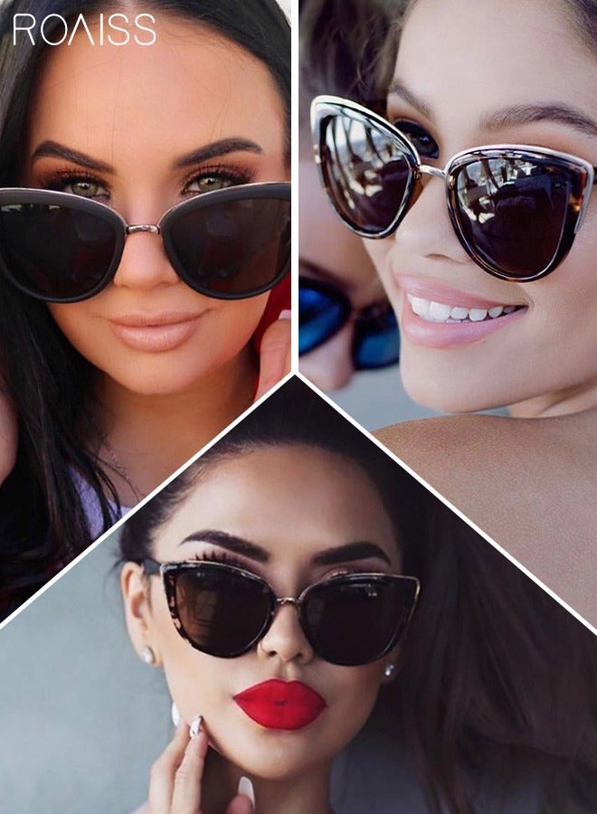 roaiss 3 Pack Women's Cat Eye Sunglasses UV Protection Fashion Decorative Eyewear for Ladies Outdoor Party Street Photography 55mm - Image 3