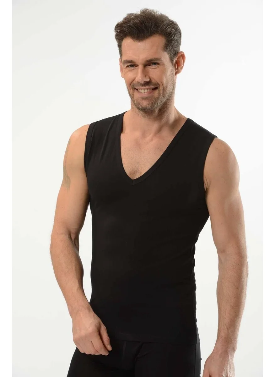 جيبر Men's V-Neck Lycra Sleeveless Undershirt 6-Pack - 117