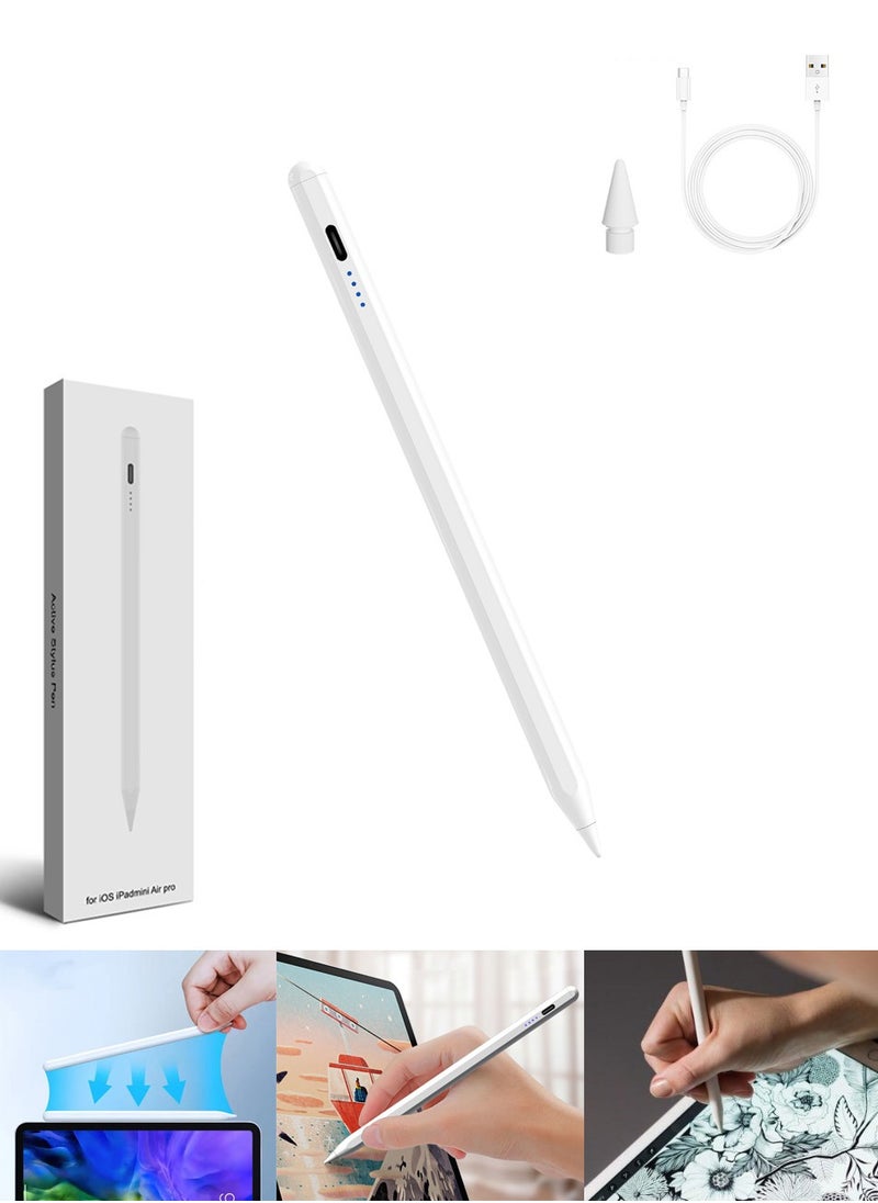Generic - iPad Stylus, Smartpen for iPad Pro/iPad Air/iPad mini 2018 and Later, Great for Drawing, Writing and Note-taking, Fast Charging with Extra Nib, Tilt Recognition, Bluetooth V5.3, Battery Display, Det - Image 1