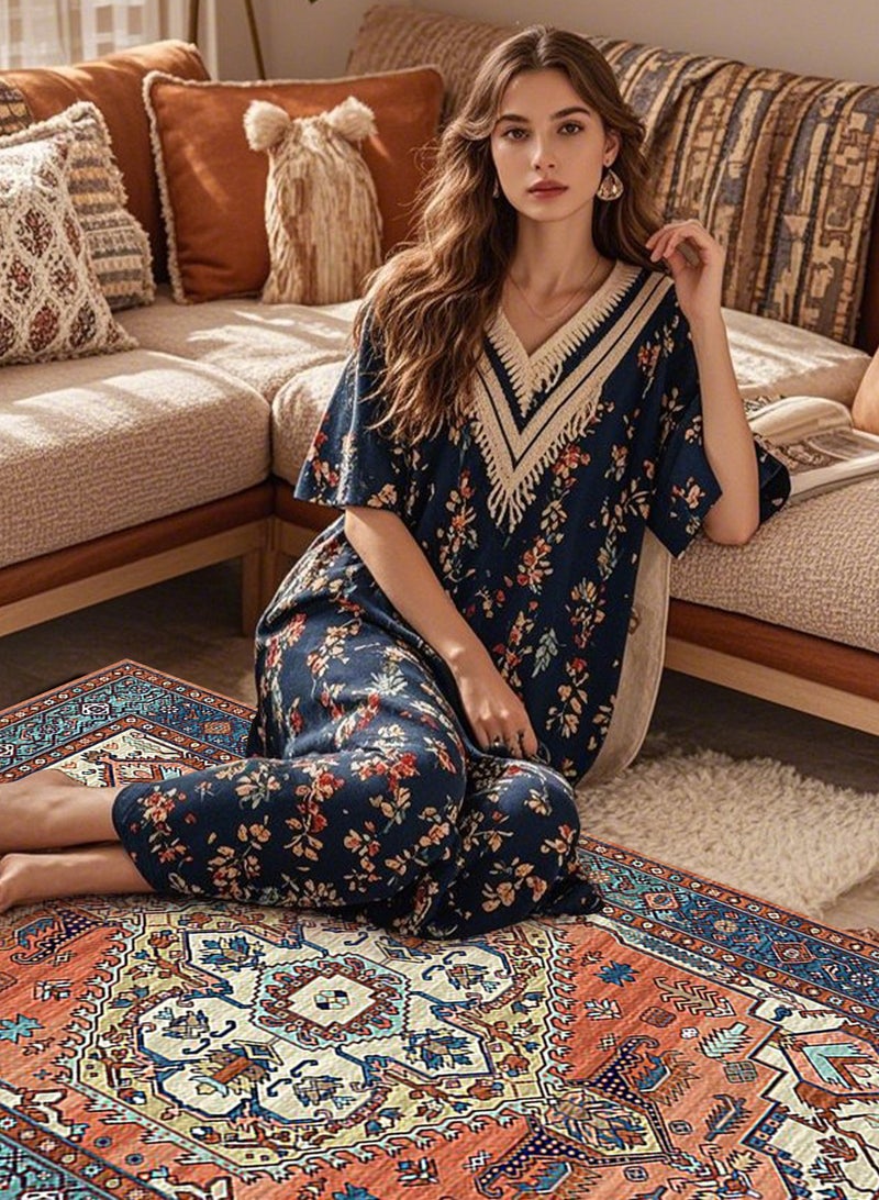 HomarKet Collection Traditional Area Rug- Non-Slip Distressed Vintage Persian Oriental Area Carpet Accent Throw Low Pile Rugs Floor Carpet for Living Room Mat Entryway Bedrooms Decor 140 x 200 cm - Image 5