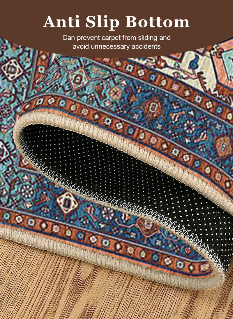 HomarKet Collection Traditional Area Rug- Non-Slip Distressed Vintage Persian Oriental Area Carpet Accent Throw Low Pile Rugs Floor Carpet for Living Room Mat Entryway Bedrooms Decor 140 x 200 cm - Image 3