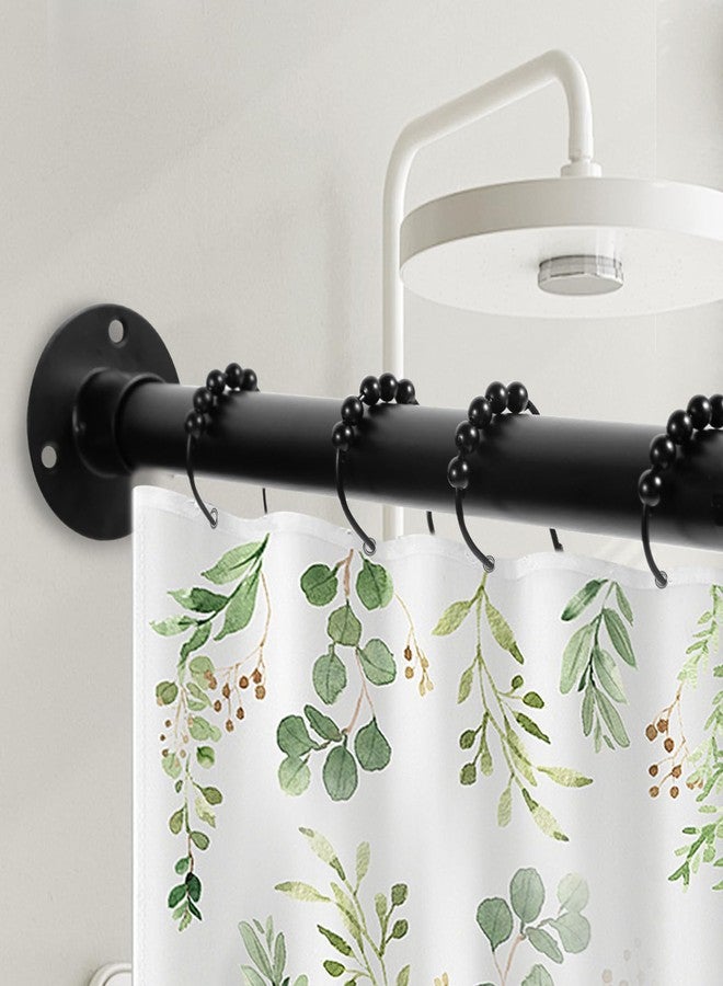 Anndason Corner Shower Curtain Rod, [24"-53"] x [24"-53"] Adjustable L Shaped 90 Degree Black Rod With 12 Ring Hooks & Ceiling Support for Bathroom - Image 3