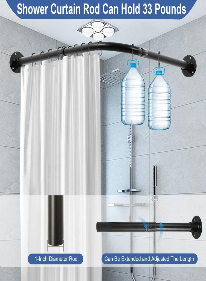 Anndason Corner Shower Curtain Rod, [24"-53"] x [24"-53"] Adjustable L Shaped 90 Degree Black Rod With 12 Ring Hooks & Ceiling Support for Bathroom - Image 4