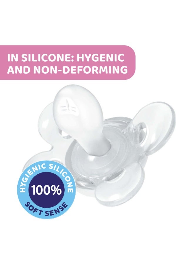 Chicco PhysioForma Comfort Soother for Babies (16-36 Months) (Pack of 2) | Baby Pacifier with Unique Shape to Support Baby's Breathing | Soft Silicon Material | Glow in The Dark | BPA Free (Pink) - Image 2