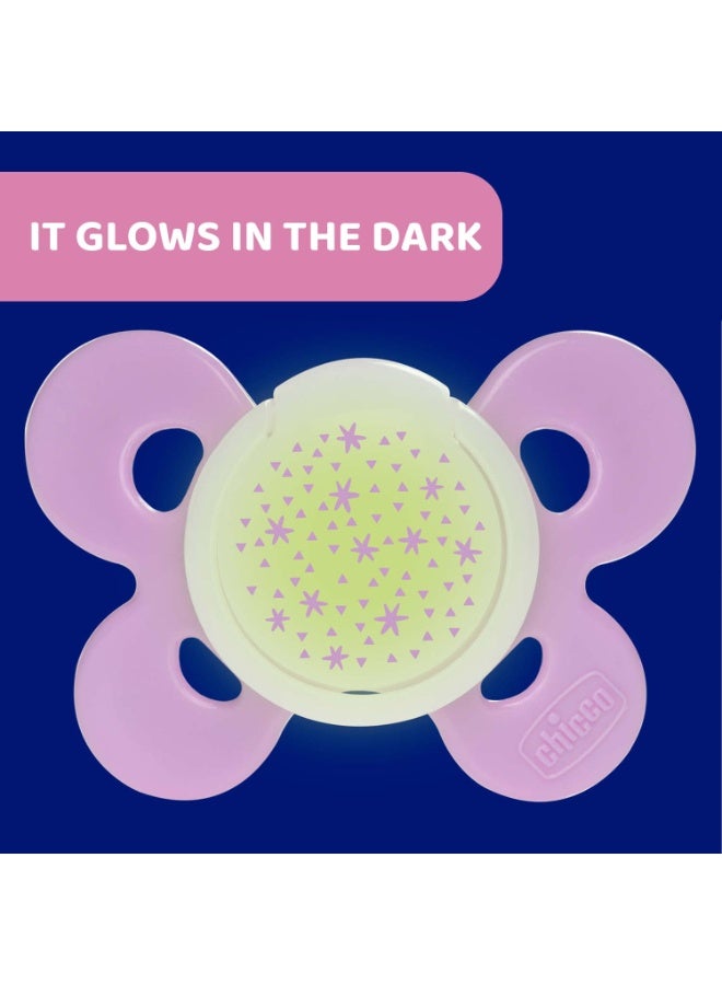 Chicco PhysioForma Comfort Soother for Babies (16-36 Months) (Pack of 2) | Baby Pacifier with Unique Shape to Support Baby's Breathing | Soft Silicon Material | Glow in The Dark | BPA Free (Pink) - Image 4