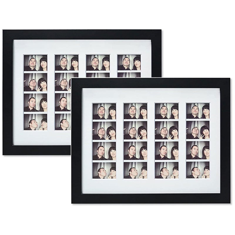 Golden State Art Golden State Art  8.5X11 Photo Frame with Mat for 4 2X6 Photo Booth Pictures  Includes Real Glass & Easel Back Display  Make A Good Gifts  Black  2 Pack  - Image 1