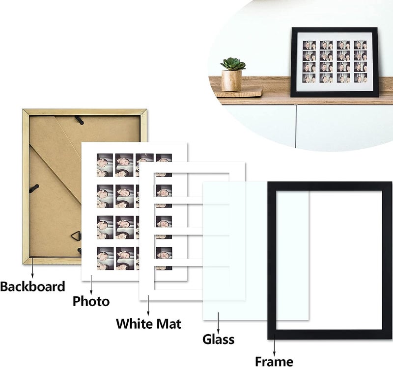 Golden State Art Golden State Art  8.5X11 Photo Frame with Mat for 4 2X6 Photo Booth Pictures  Includes Real Glass & Easel Back Display  Make A Good Gifts  Black  2 Pack  - Image 5