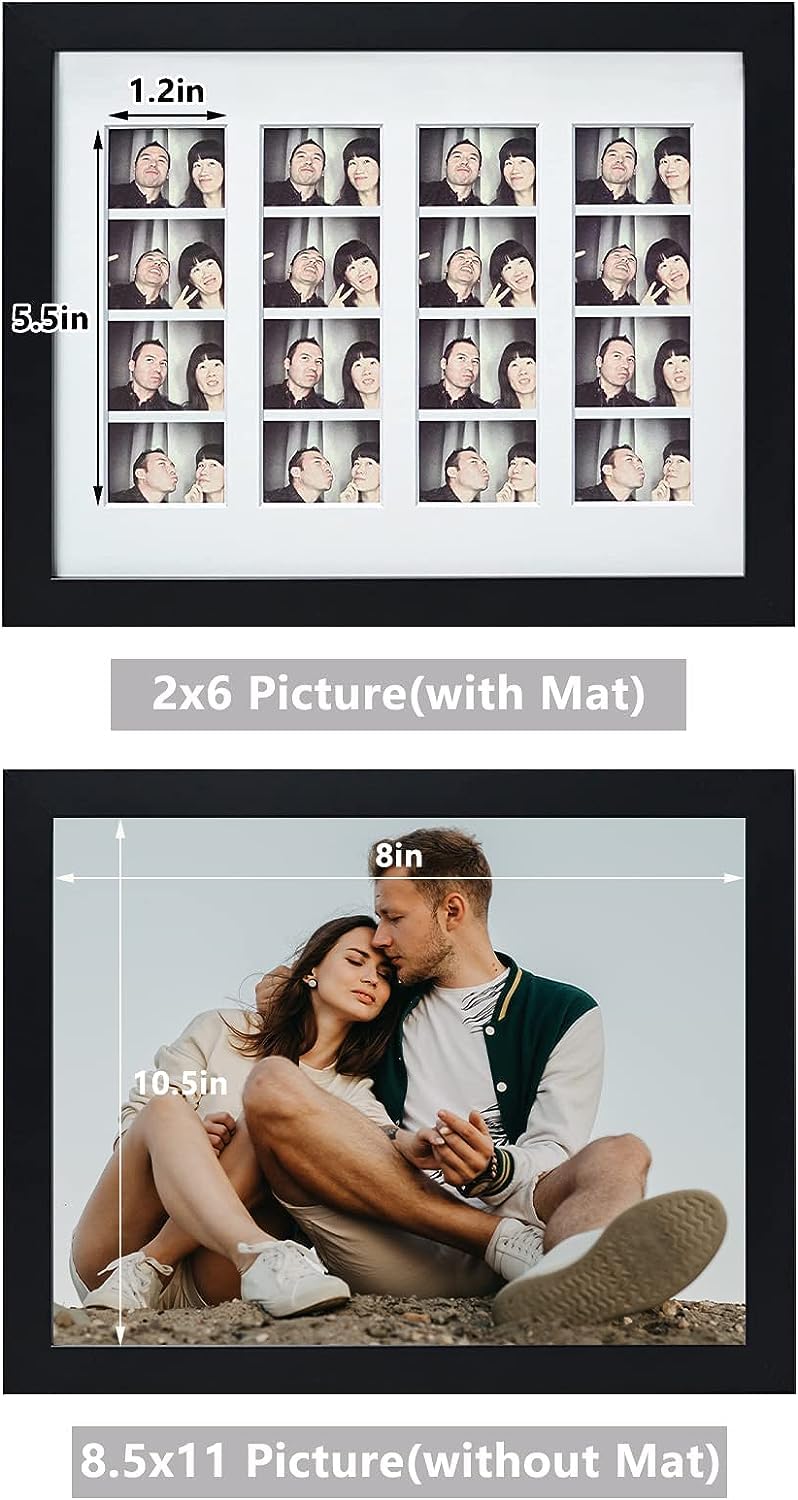 Golden State Art Golden State Art  8.5X11 Photo Frame with Mat for 4 2X6 Photo Booth Pictures  Includes Real Glass & Easel Back Display  Make A Good Gifts  Black  2 Pack  - Image 4