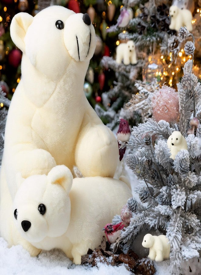 Skylety 8 Pcs Large Polar Bear Christmas Decorations White Plush Polar Bear Christmas Tree Hanging Ornaments Furry Stuffed Animal Figurines for Xmas Tree Winter Rustic Home Decor Gift, 4 Sizes - Image 4