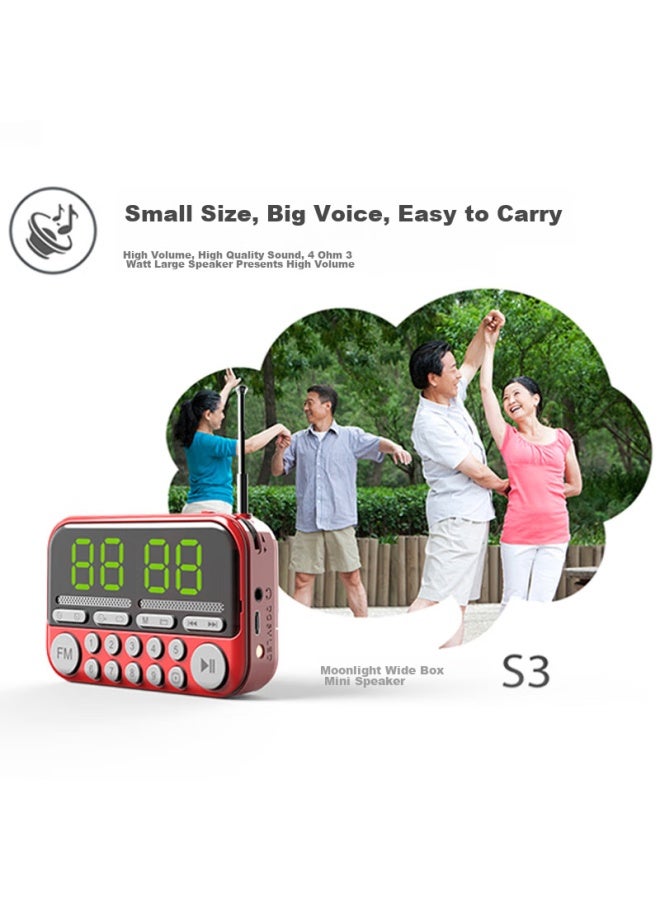MoonLight Treasure Box S3-pro Red Card Speaker Mini Radio Digital Sound Elderly Phone Large Screen Clock Amplifier Digital U Disk Tf Card Connectable - Image 5