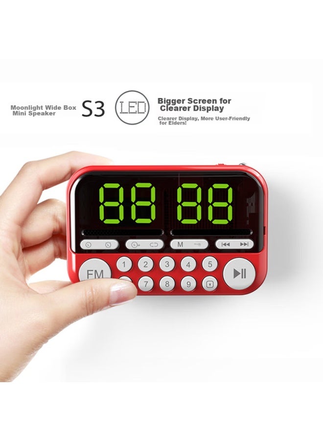 MoonLight Treasure Box S3-pro Red Card Speaker Mini Radio Digital Sound Elderly Phone Large Screen Clock Amplifier Digital U Disk Tf Card Connectable - Image 4