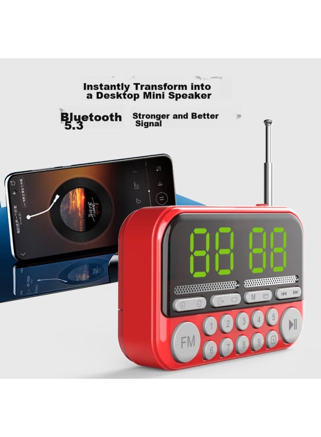 MoonLight Treasure Box S3-pro Red Card Speaker Mini Radio Digital Sound Elderly Phone Large Screen Clock Amplifier Digital U Disk Tf Card Connectable - Image 2