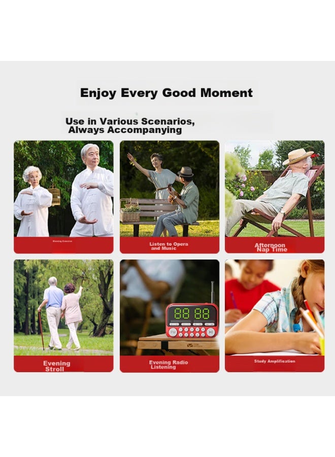 MoonLight Treasure Box S3-pro Red Card Speaker Mini Radio Digital Sound Elderly Phone Large Screen Clock Amplifier Digital U Disk Tf Card Connectable - Image 3