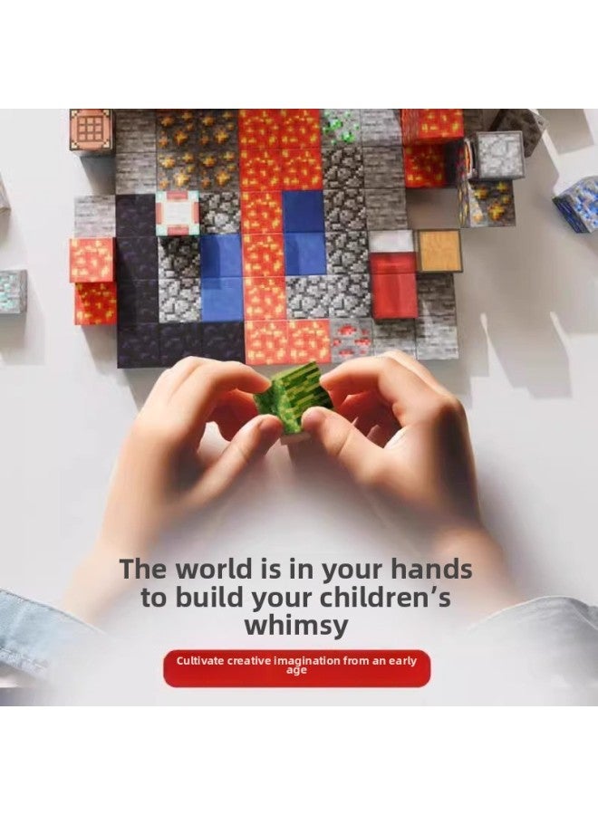 My Square World Magnetic Square Building Block Assembled Model Building Magnetic Block Toy Magnetic Block-Color:[150 Pieces - 9 Dolls] Magnetic Squares - Color Box-Specifications:High Quality [no Odor] Magnetic Reinforcement Style Random - Image 4