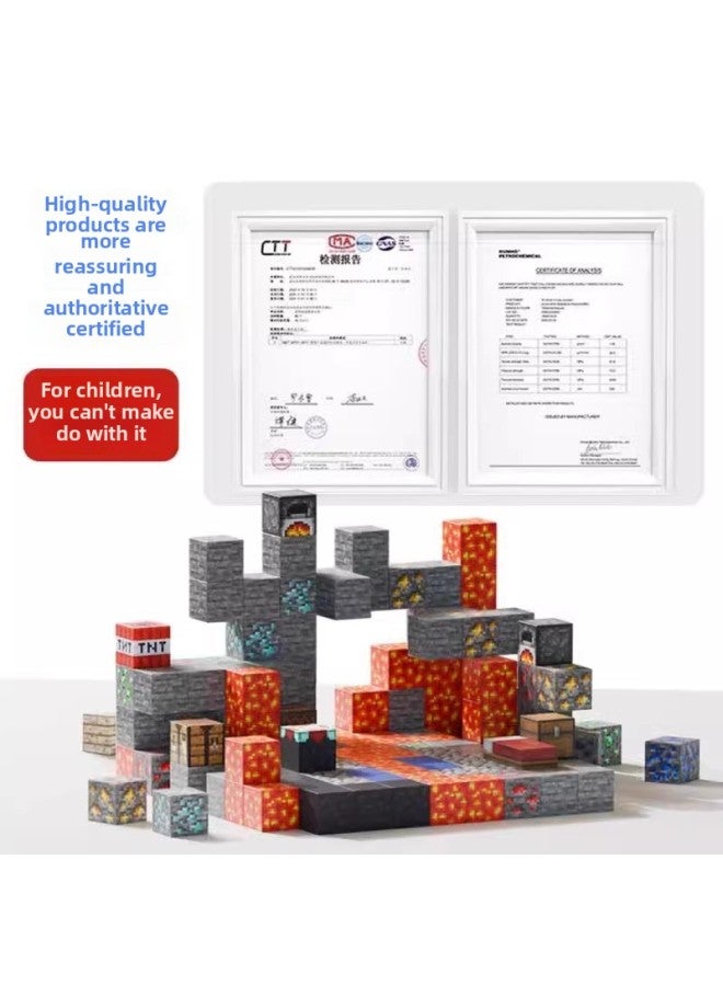 My Square World Magnetic Square Building Block Assembled Model Building Magnetic Block Toy Magnetic Block-Color:[150 Pieces - 9 Dolls] Magnetic Squares - Color Box-Specifications:High Quality [no Odor] Magnetic Reinforcement Style Random - Image 5