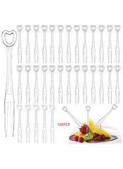 100 Pcs Disposable Plastic Fruit Forks, Cocktail Forks Tasting Appetizer Forks Set Mini Cake Forks Plastic Fruit Fork Plastic