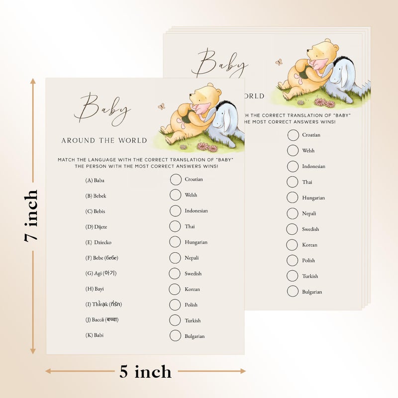 Misaidou Winnie Baby Shower Games, Baby Around The World, Baby Shower Game Cards, Set of 30, Winnie The Pooh Party Favors, Baby Shower Party Games Supplies & Activities, Baby Shower Decorations - Image 2