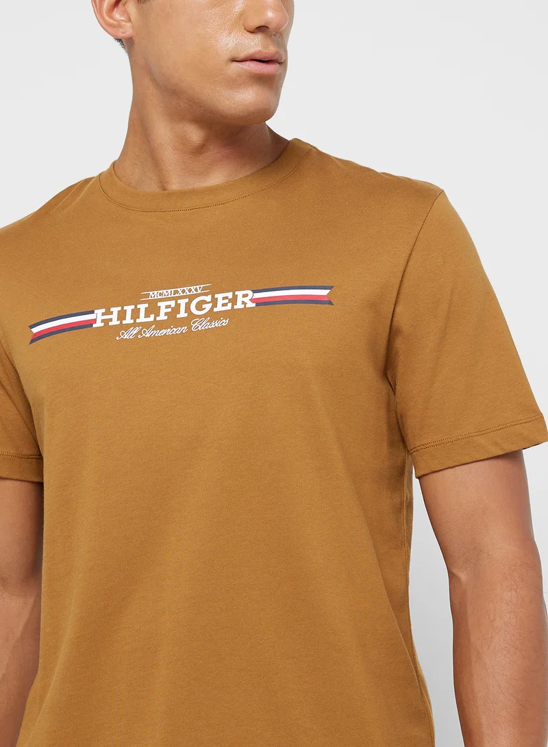 تومي هيلفيغر Logo Crew Neck T-Shirt