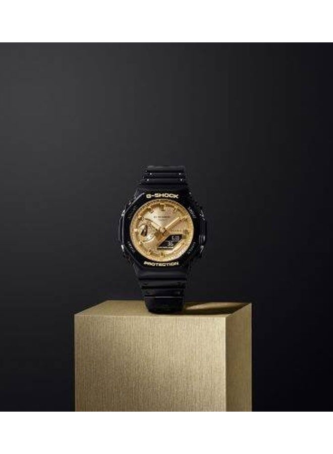 CASIO Men Watch G-Shock Digital Analog Octagonal Gold Dial Resin Band GA-2100GB-1ADR - Image 2