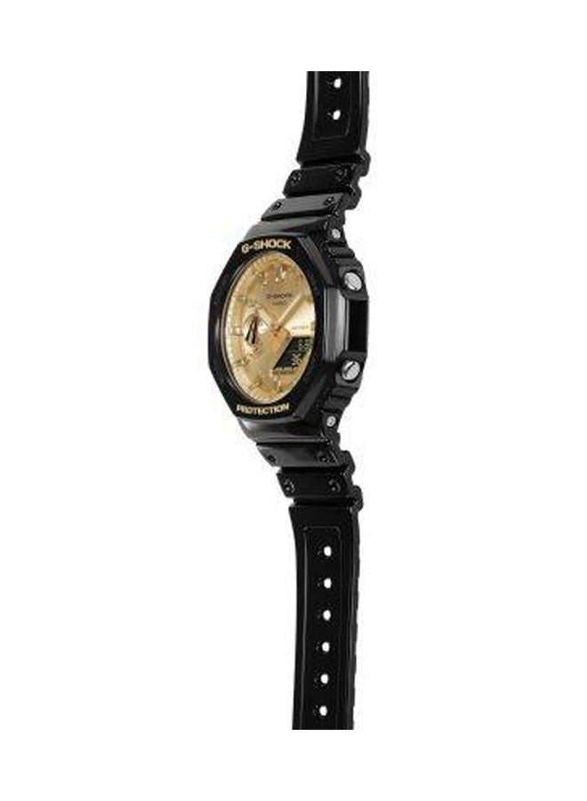 CASIO Men Watch G-Shock Digital Analog Octagonal Gold Dial Resin Band GA-2100GB-1ADR - Image 4