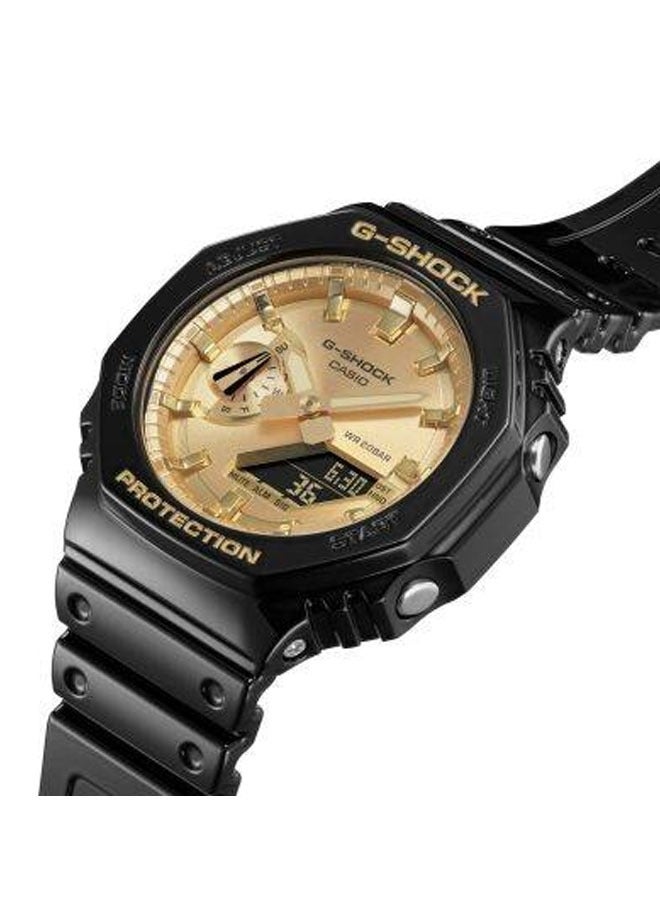 CASIO Men Watch G-Shock Digital Analog Octagonal Gold Dial Resin Band GA-2100GB-1ADR - Image 5