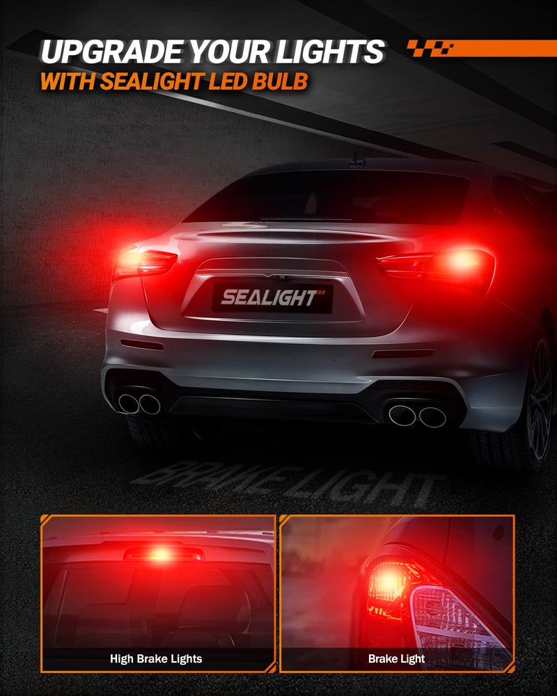 SEALIGHT 7443 LED Bulb Red Brake Lights, 7440 7444 T20 7441 7444 992 W21WLED Bulbs Replacement for Tail Stop Parking Blinker Lights, Pack of 2 - Image 2