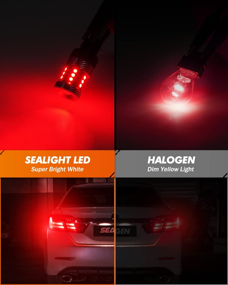 SEALIGHT 7443 LED Bulb Red Brake Lights, 7440 7444 T20 7441 7444 992 W21WLED Bulbs Replacement for Tail Stop Parking Blinker Lights, Pack of 2 - Image 3