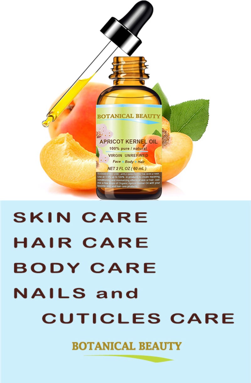 Botanical Beauty ORGANIC APRICOT KERNEL OIL Australian. 100% Pure Virgin Unrefined Cold Pressed Carrier Oil 2 oz- 60 ml. For Face, Hair, Body, Nails, Skin, Anti - aging - Image 3