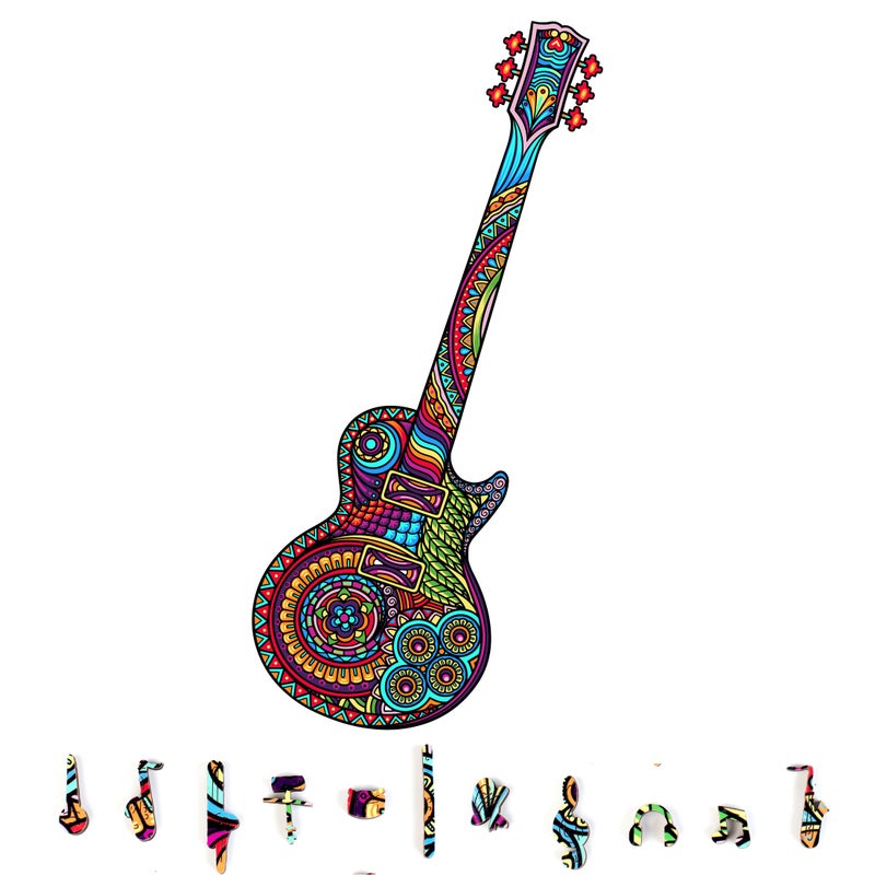 ZenChalet - Unique Guitar Puzzles for Adults 200- Giftable Wood Jigsaw Puzzles Adult - Distinctive Premium Cool Puzzle Gifts, Cool Puzzle Brain Teaser - Rompe Cabezas Adultos 200 - Image 1