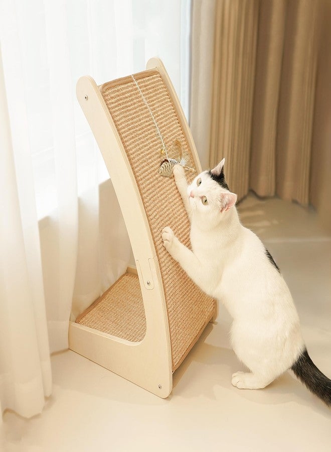 PETKARAY Cat Scratcher, Sisal Cat Scratch Pad, Curved Scratching Board for Indoor Kitty, Floor Mounted Scratcher with Mouse Toy Catnip - Image 1