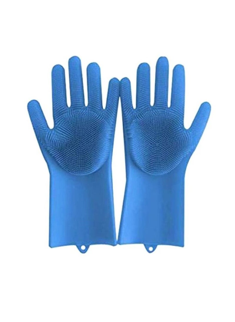 Yuwell - Magic Silicone Gloves With Wash Scrubber Blue - Image 1