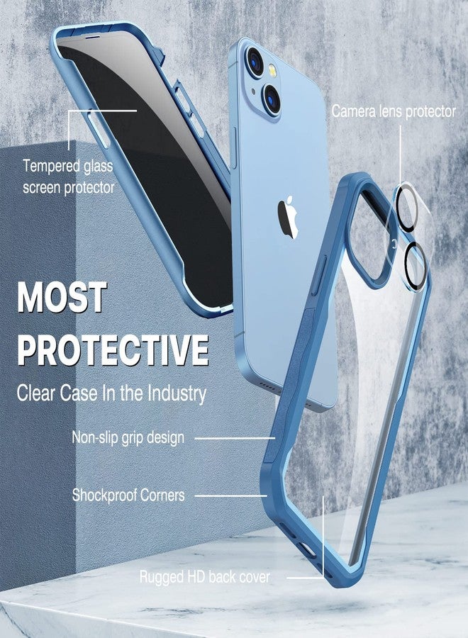 CENHUFO Compatible with iPhone 14/13 Case Built-in Privacy Screen Protector with Camera Lens Protector, 360°Full Body Shockproof Case for iPhone 13/14 with Anti Spy Screen Protector -Blue - Image 3