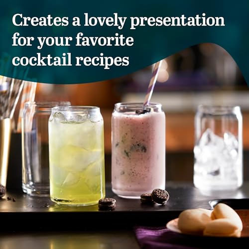 LIBBEY أكواب ليبي الكلاسيكية على شكل علبة، مجموعة من 4، زجاجات مطبخ شفافة للمشروبات والكوكتيلات، خالية من الرصاص، أكواب شرب لطيفة، سعة 16 أونصة - Image 5