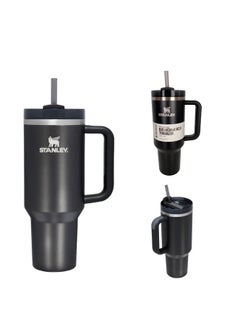 Quencher H2.0 FlowState Vacuum Insulated Tumbler – 40 oz Black Stainless Steel Travel Mug with Leakproof Lid and Reusable Straw – Double-Walled, Durable & BPA-Free – Keeps Drinks Hot for 7 Hours or Cold for 24 Hours – Eco-Friendly, Portable & Ideal for Work, Gym, or Travel