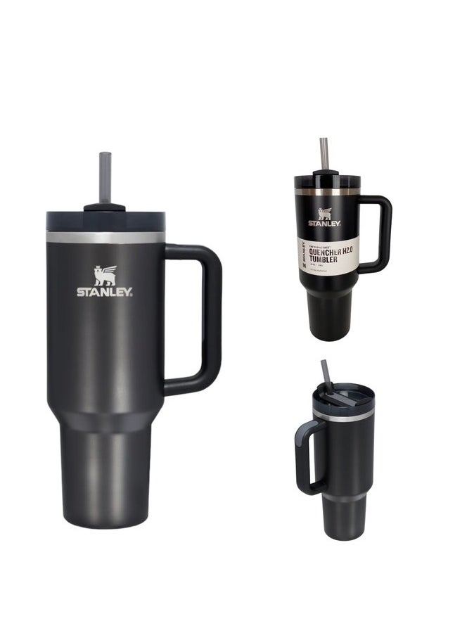 Stanley - Quencher H2.0 FlowState Vacuum Insulated Tumbler – 40 oz Black Stainless Steel Travel Mug with Leakproof Lid and Reusable Straw – Double-Walled, Durable & BPA-Free – Keeps Drinks Hot for 7 Hours or Cold for 24 Hours – Eco-Friendly, Portable & Ideal for Work, Gym, or Travel - Image 1